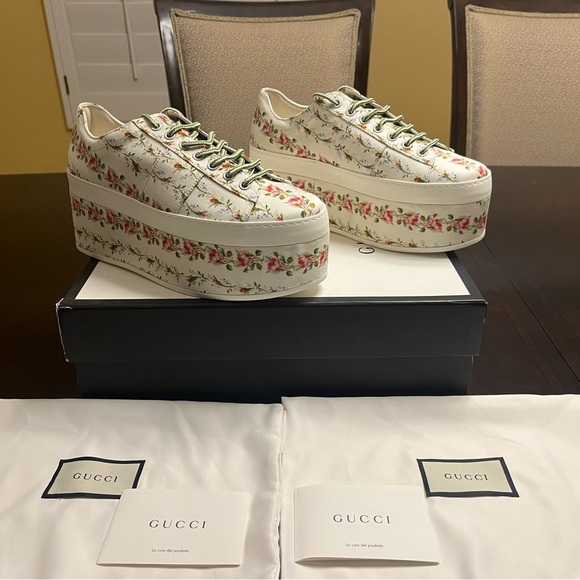 Gucci Shoes - New Gucci Floral Platform Sneaker Shoes Size 38 / US 8